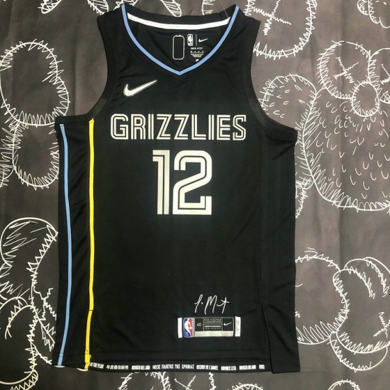 NBA 12 Morant Grizzlies 75th Anniversary MVP Edition Maillot noir imprimé